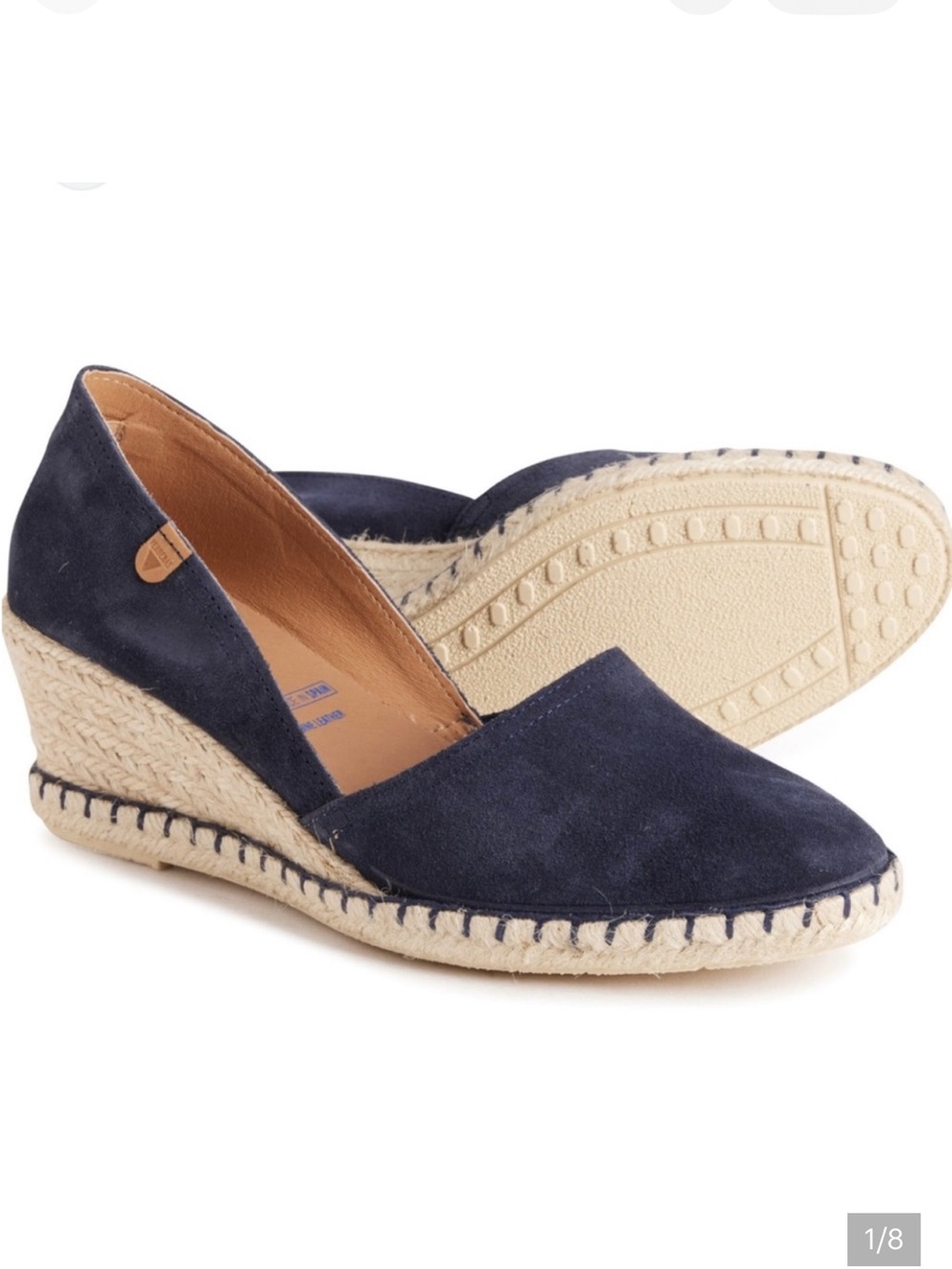 VERBENAS s38 EU navy Suede Espadrille WedgeGenuine Leather Insole-made in Spain